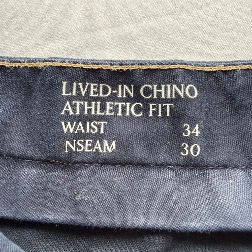 Banana Republic Lived-In Chino Athletic Fit Navy Blue Pants 34x30 Stretch Cotton